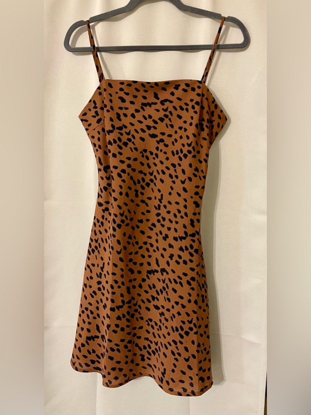 En Creme Brown Spotted Slip Dress